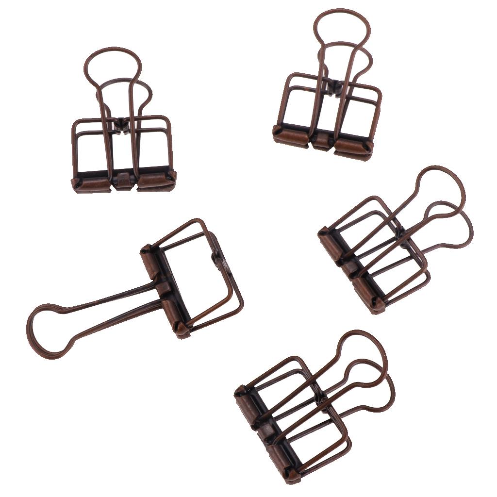 5 Pieces Hollow Long Tail Clips Folder Dovetail Wire Binder Clips Brass