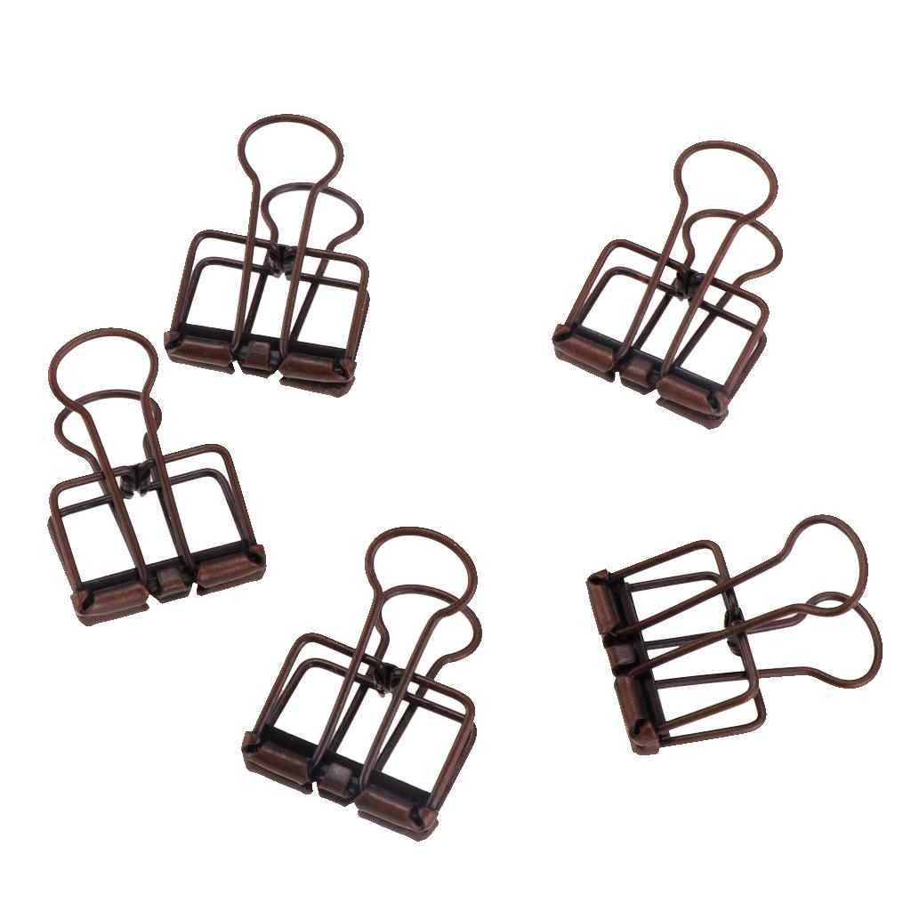 5 Pieces Hollow Long Tail Clips Folder Dovetail Wire Binder Clips Brass