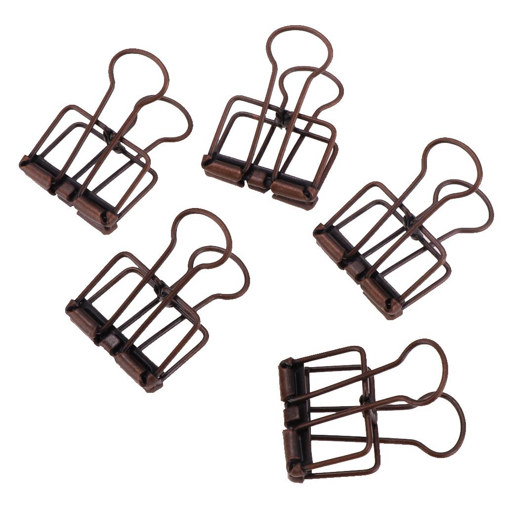 5 Pieces Hollow Long Tail Clips Folder Dovetail Wire Binder Clips Brass