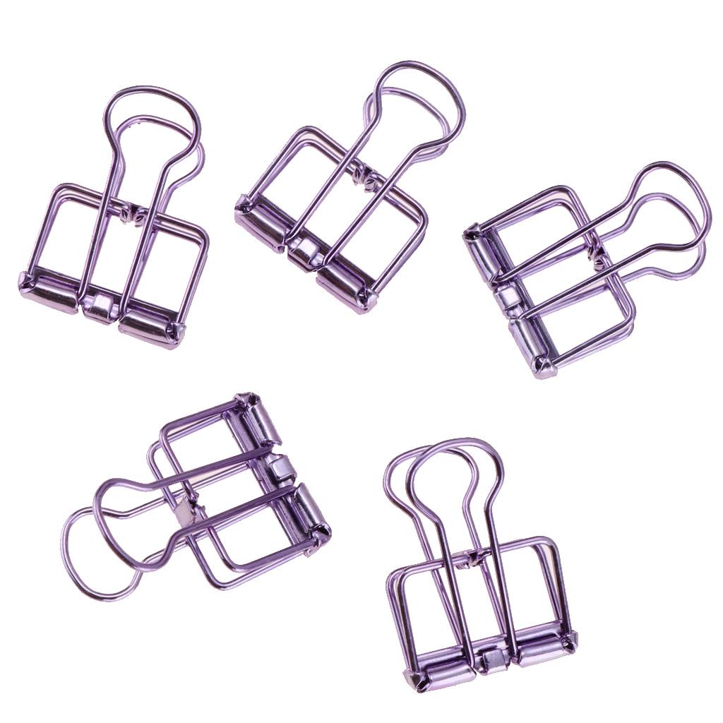 5 Pieces Hollow Long Tail Clips Folder Dovetail Wire Binder Clips Purple