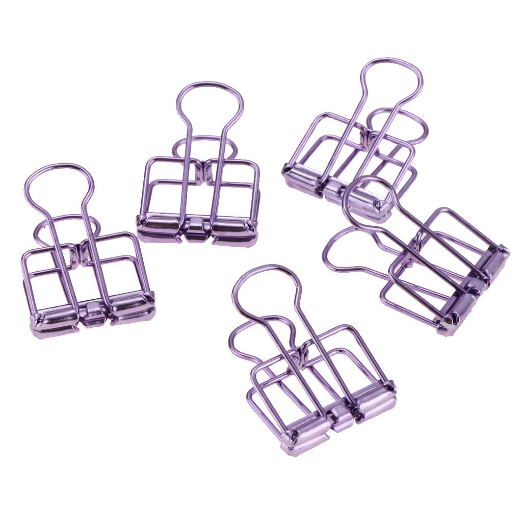 5 Pieces Hollow Long Tail Clips Folder Dovetail Wire Binder Clips Purple