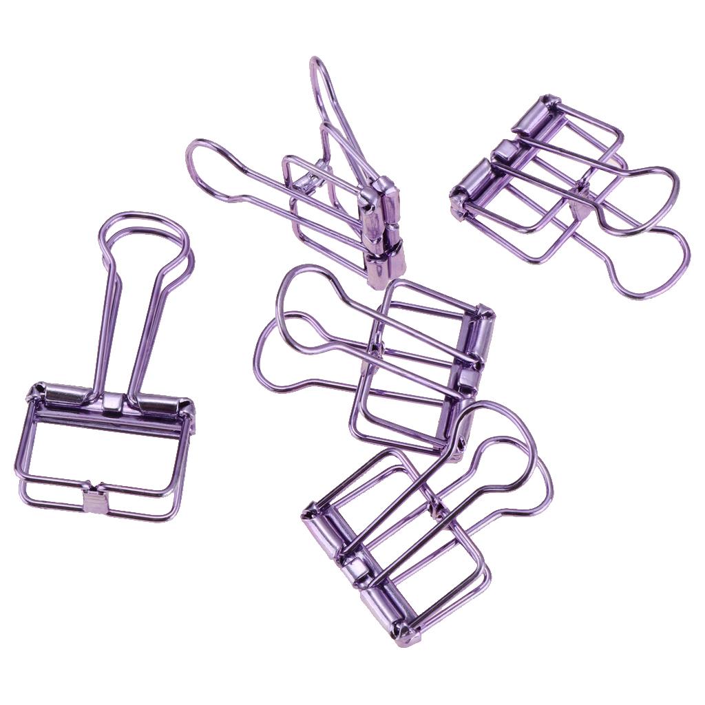 5 Pieces Hollow Long Tail Clips Folder Dovetail Wire Binder Clips Purple