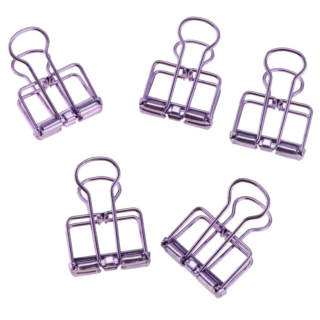 5 Pieces Hollow Long Tail Clips Folder Dovetail Wire Binder Clips Purple