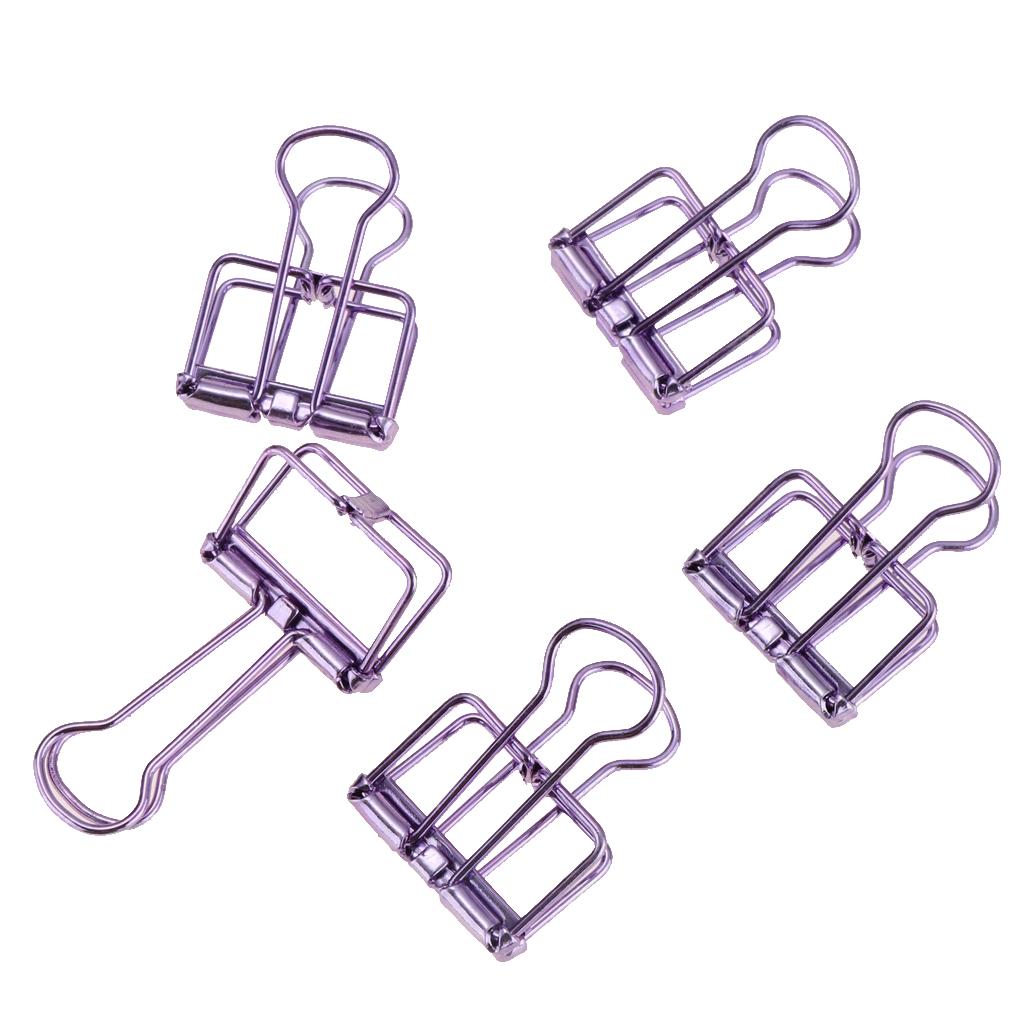 5 Pieces Hollow Long Tail Clips Folder Dovetail Wire Binder Clips Purple