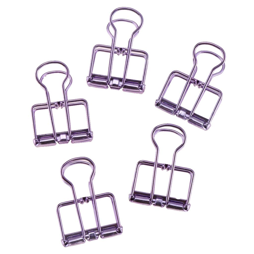 5 Pieces Hollow Long Tail Clips Folder Dovetail Wire Binder Clips Purple