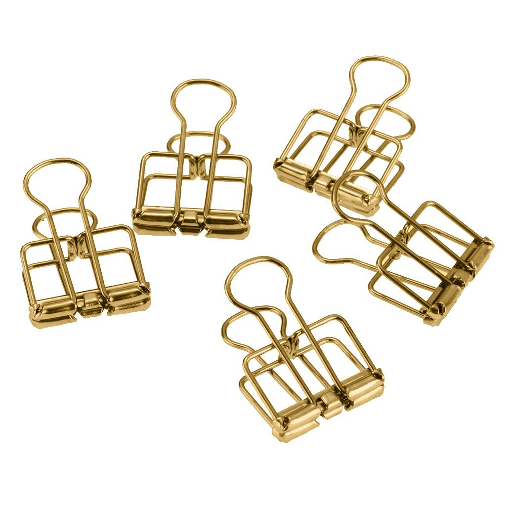 5 Pieces Hollow Long Tail Clips Folder Dovetail Wire Binder Clips Gold