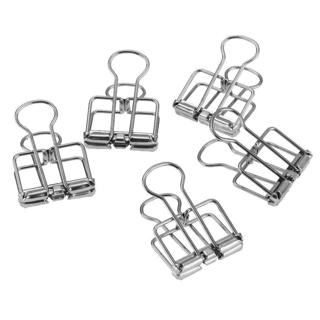 5 Pieces Hollow Long Tail Clips Folder Dovetail Wire Binder Clips Silver