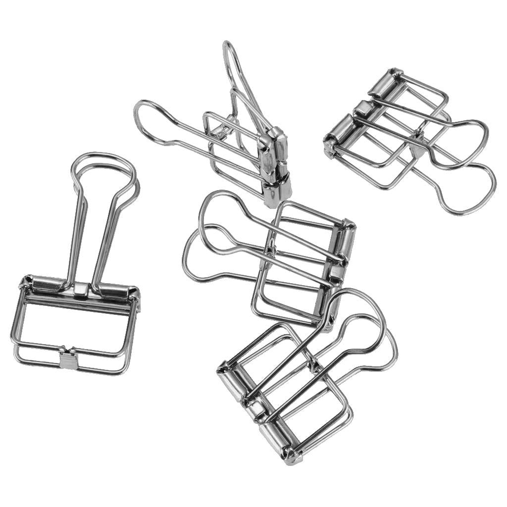 5 Pieces Hollow Long Tail Clips Folder Dovetail Wire Binder Clips Silver