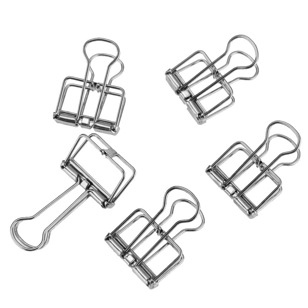 5 Pieces Hollow Long Tail Clips Folder Dovetail Wire Binder Clips Silver