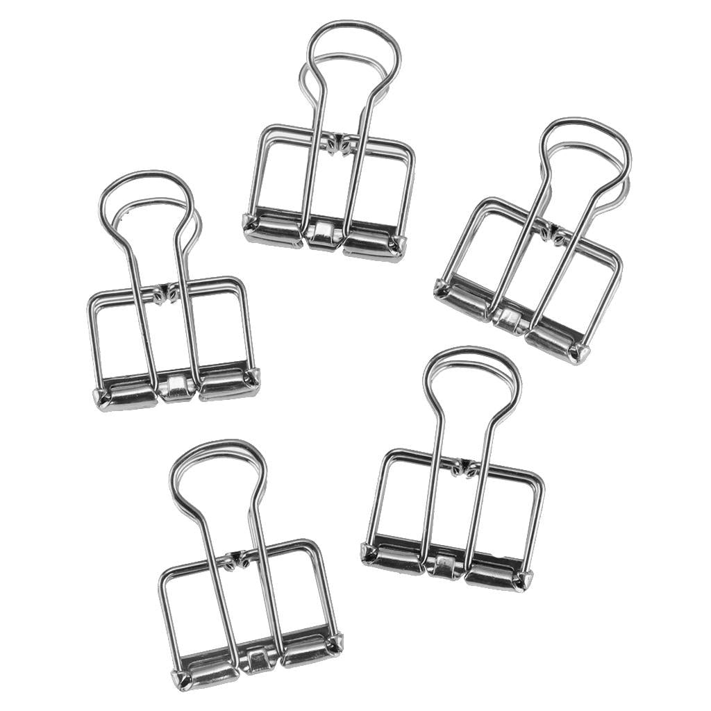 5 Pieces Hollow Long Tail Clips Folder Dovetail Wire Binder Clips Silver