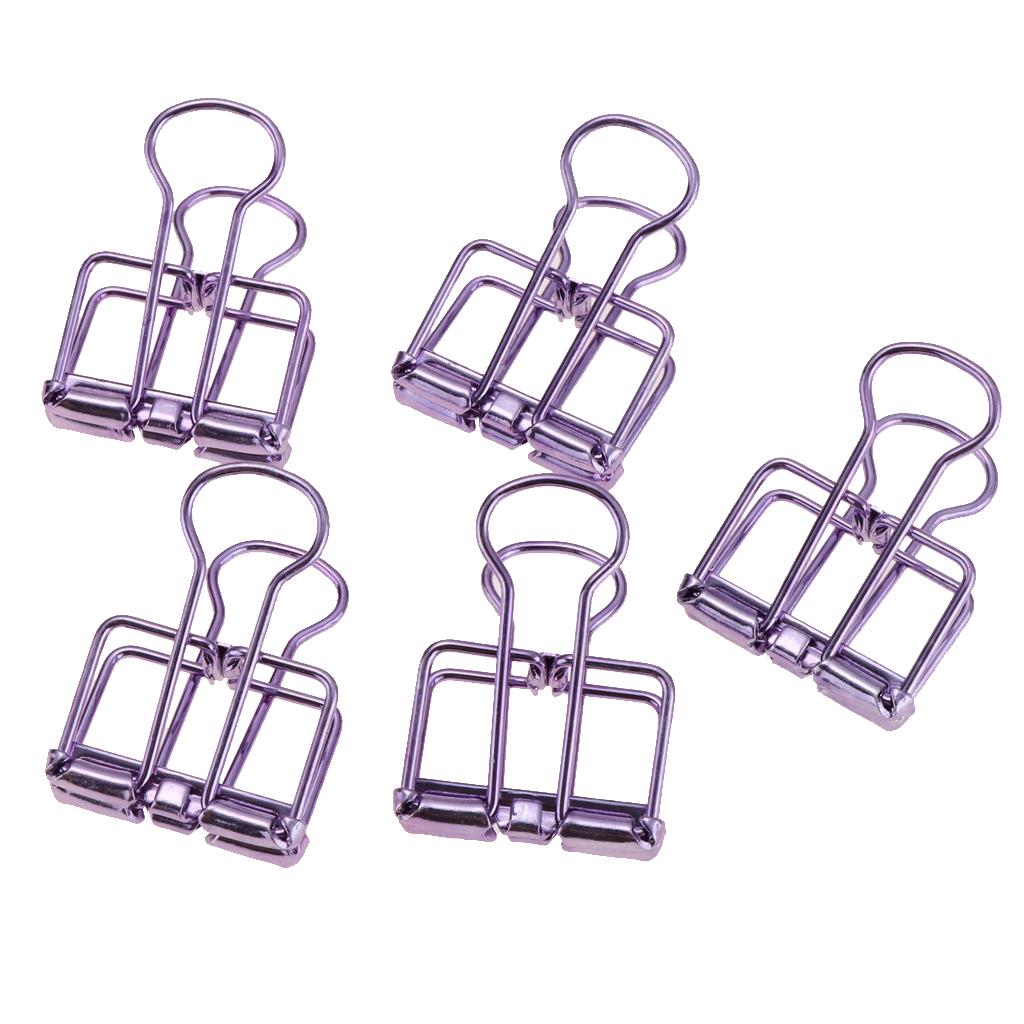 5 Pieces Hollow Long Tail Clip Photo Folder Dovetail Binder Clips Purple