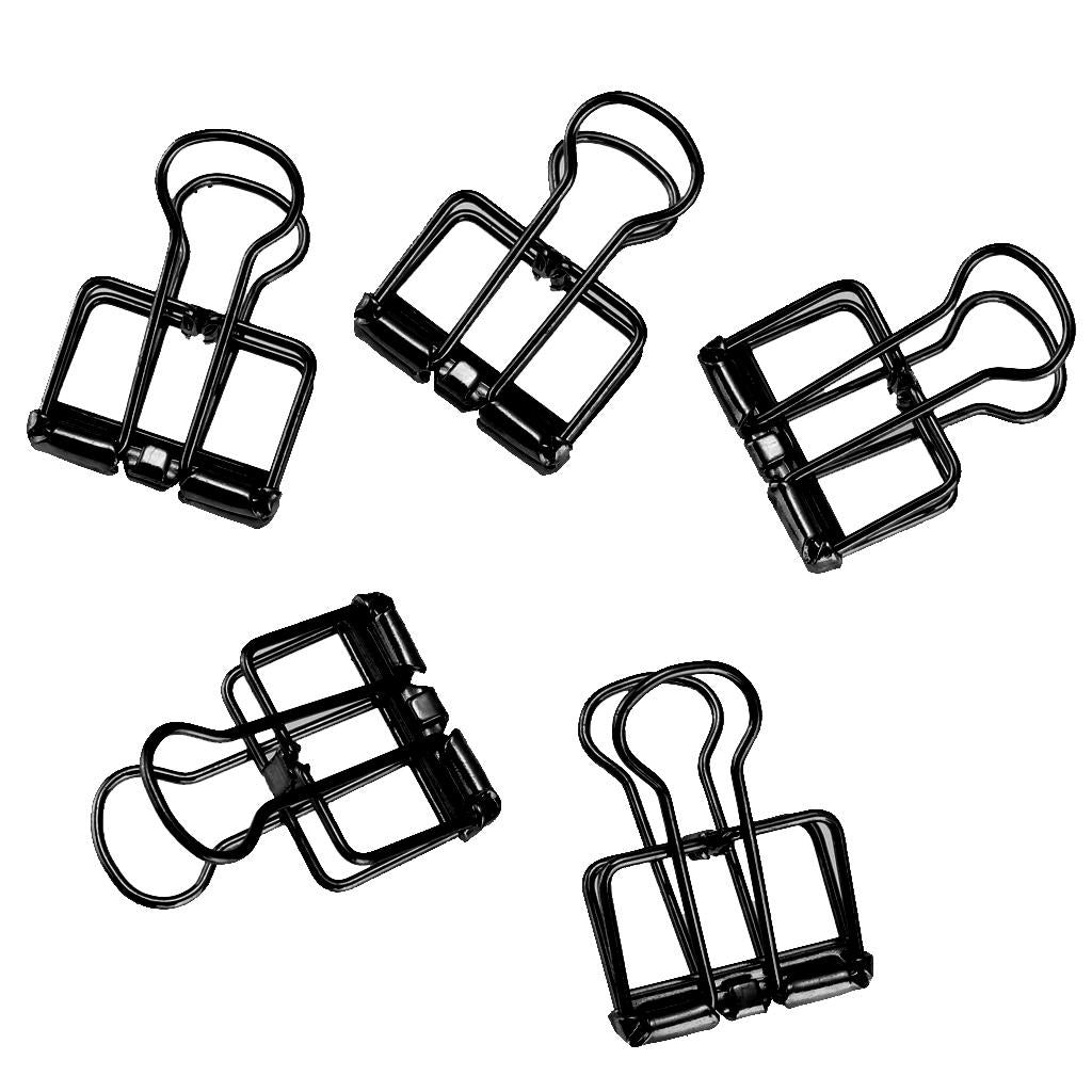 5 Pieces Hollow Long Tail Clip Paper Photo Folder Dovetail Bill Clips Black