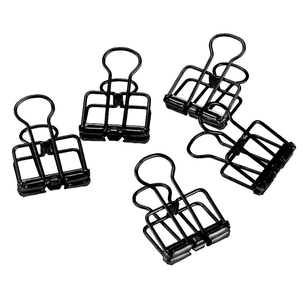 5 Pieces Hollow Long Tail Clip Paper Photo Folder Dovetail Bill Clips Black