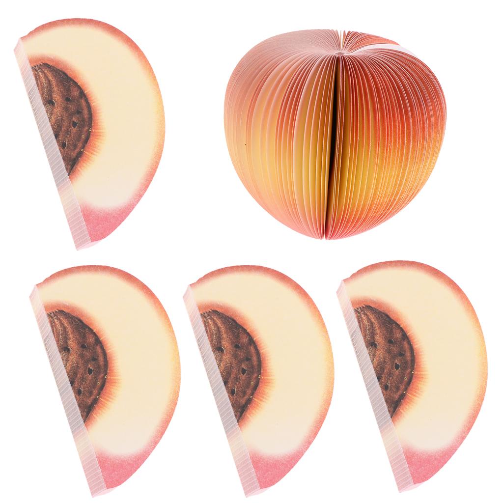 5 Pieces Creative 3D Fruit Memo Pad Sticky Notes Office Supply Peach