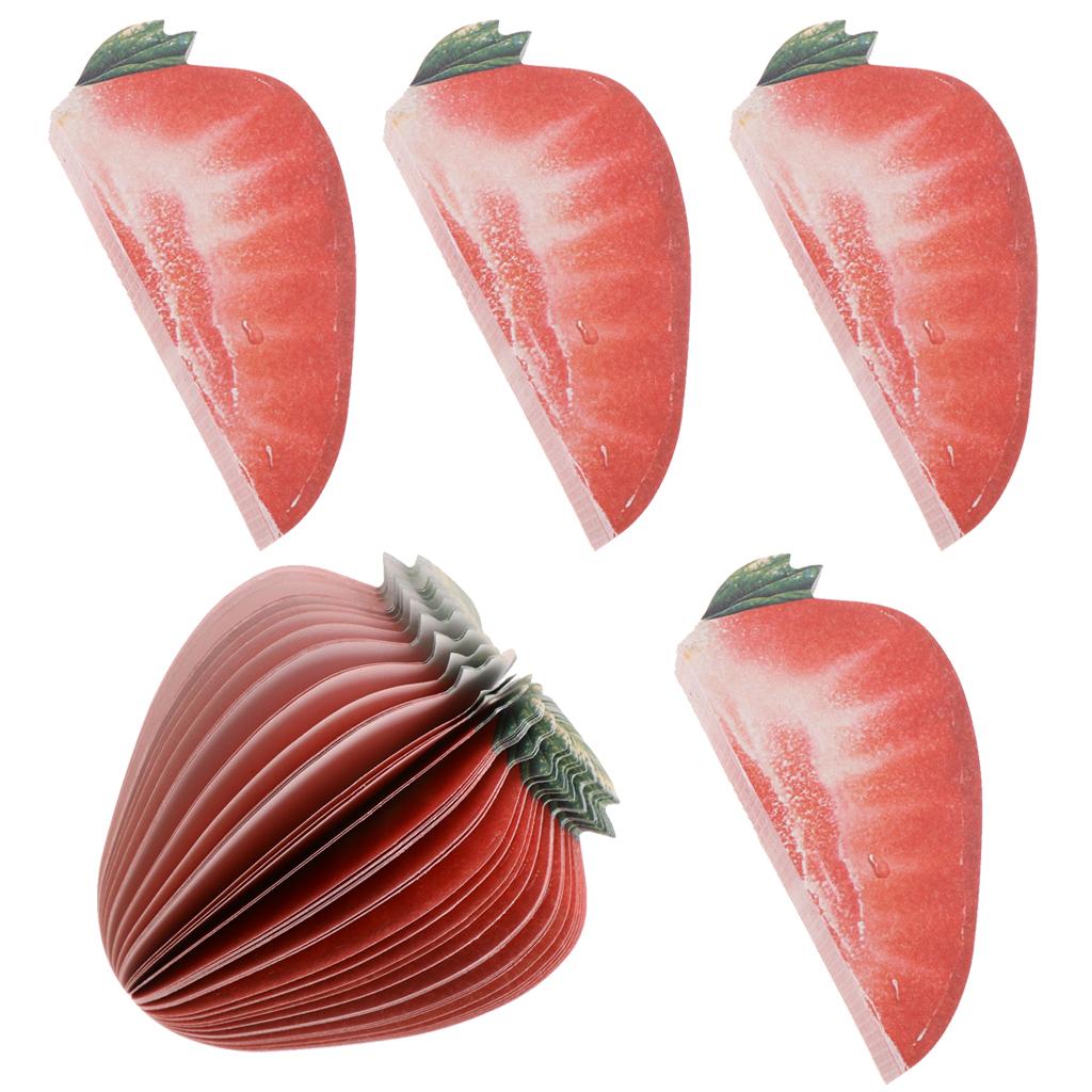 5 Pieces Creative 3D Fruit Memo Pad Sticky Notes Office Supply Strawberry