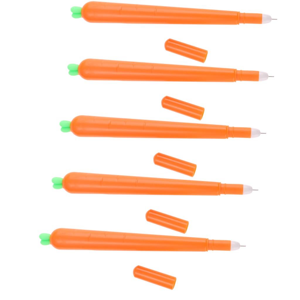 5 Pcs Cute Carrot Gel Ink Pen Roller Ball Stationery Hard-grip