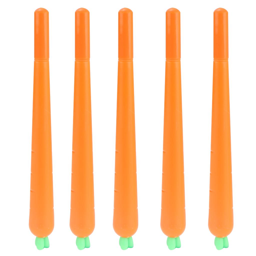 5 Pcs Cute Carrot Gel Ink Pen Roller Ball Stationery Hard-grip