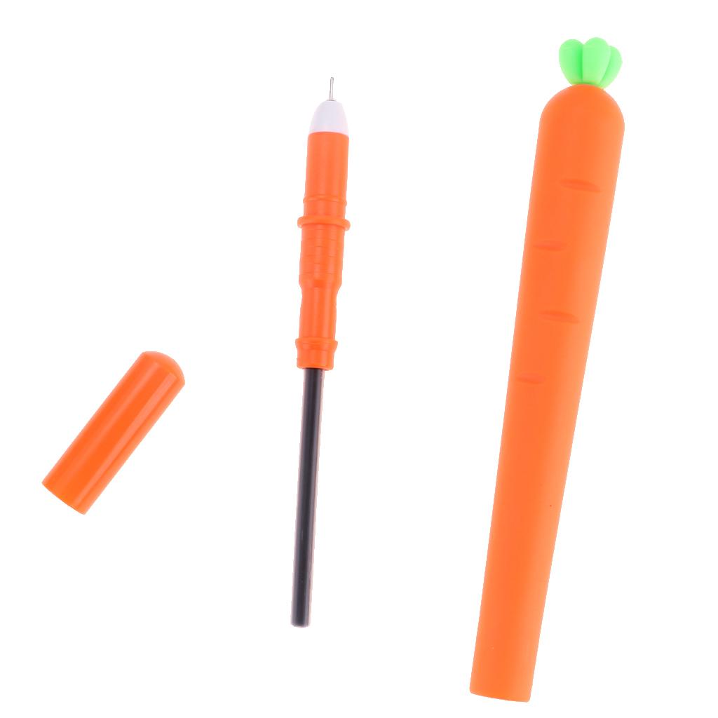 5 Pcs Cute Carrot Gel Ink Pen Roller Ball Stationery Soft-grip