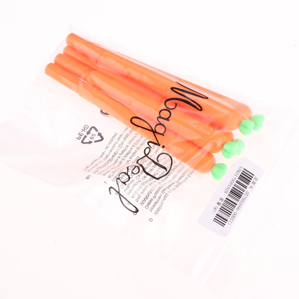 5 Pcs Cute Carrot Gel Ink Pen Roller Ball Stationery Soft-grip