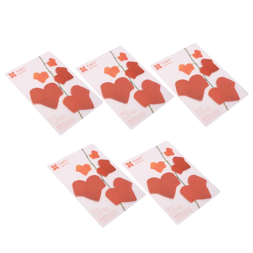 5 Pieces Creative 3D Leaf Memo Pad Sticky Notes Office Supply Red