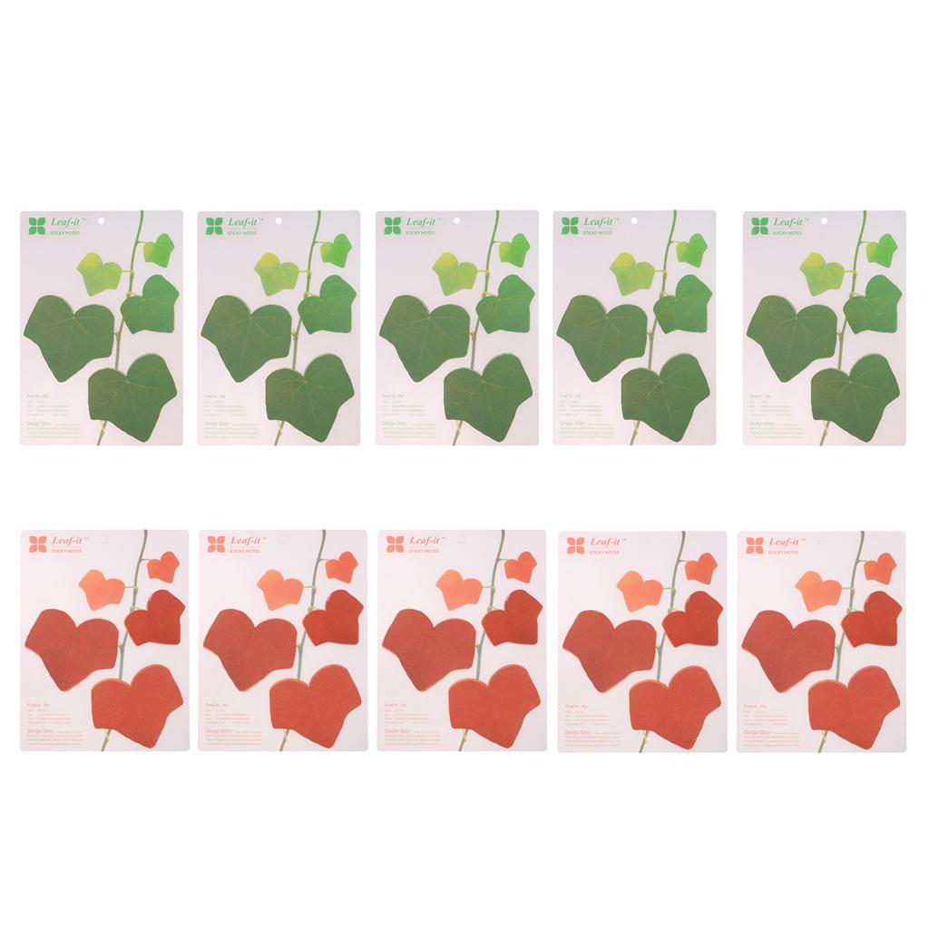 5 Pieces Creative 3D Leaf Memo Pad Sticky Notes Office Supply Red