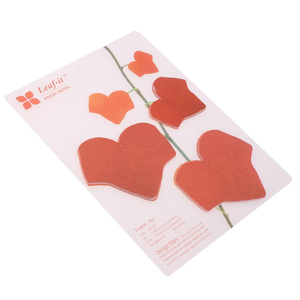 5 Pieces Creative 3D Leaf Memo Pad Sticky Notes Office Supply Red