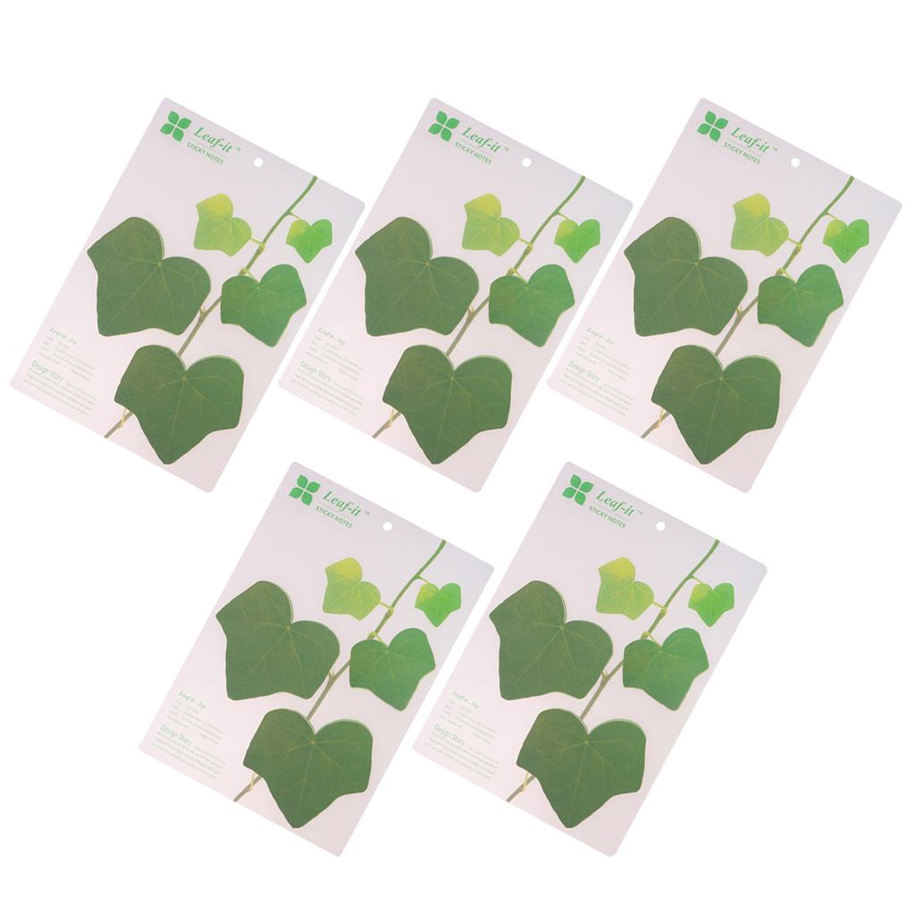 5 Pieces Creative 3D Leaf Memo Pad Sticky Notes Office Supply Green