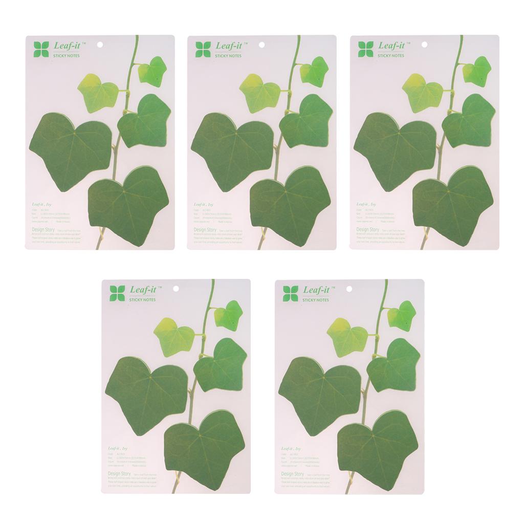 5 Pieces Creative 3D Leaf Memo Pad Sticky Notes Office Supply Green