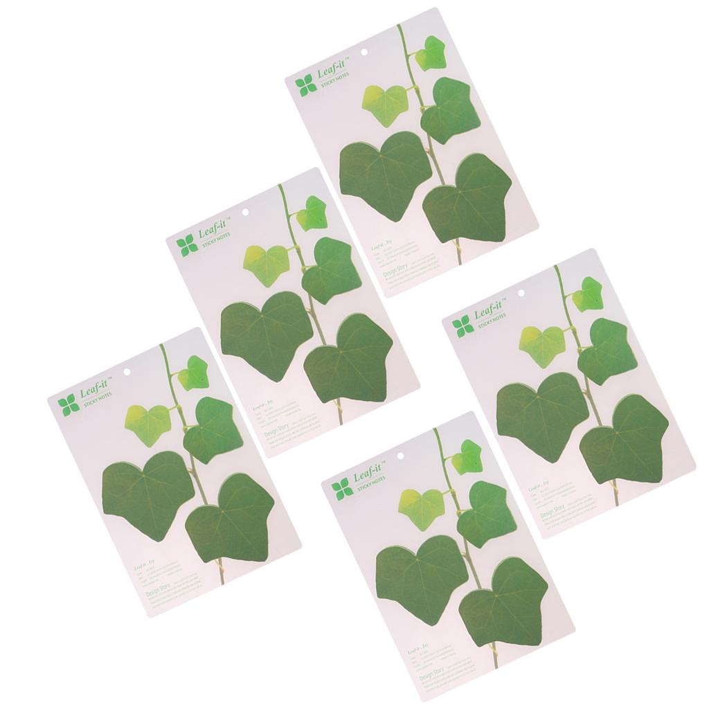 5 Pieces Creative 3D Leaf Memo Pad Sticky Notes Office Supply Green