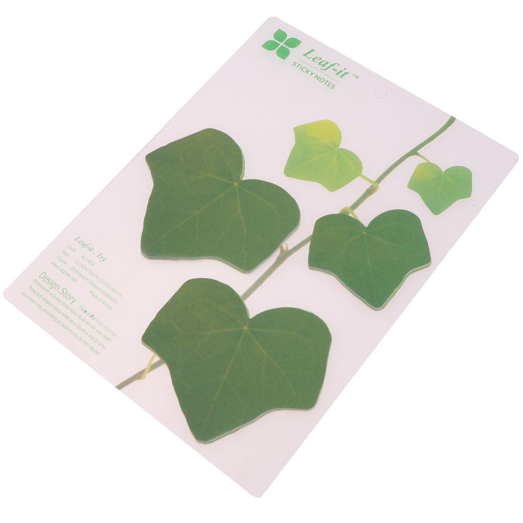 5 Pieces Creative 3D Leaf Memo Pad Sticky Notes Office Supply Green