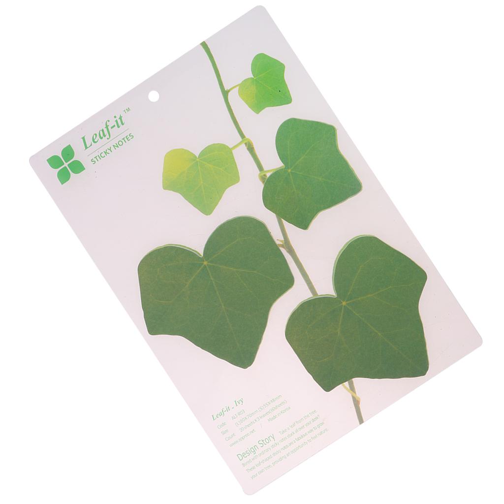 5 Pieces Creative 3D Leaf Memo Pad Sticky Notes Office Supply Green