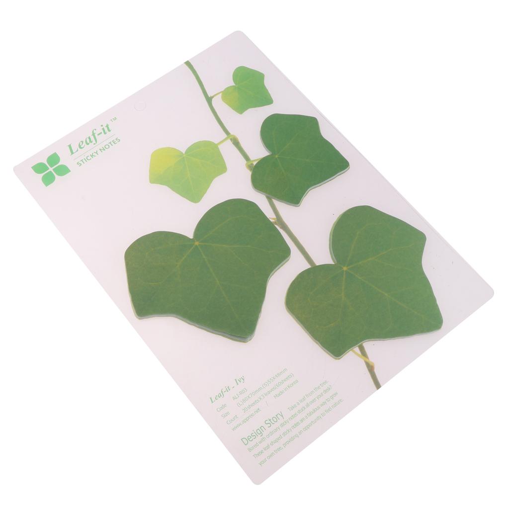 5 Pieces Creative 3D Leaf Memo Pad Sticky Notes Office Supply Green