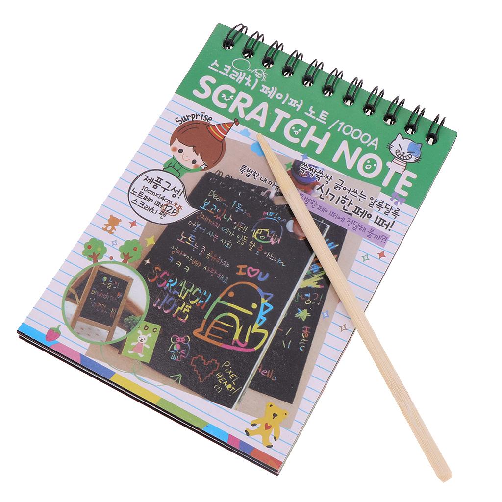 Colourful Rainbow Art Scratch Drawing Notepad Sketchbook Kid's Gift Green