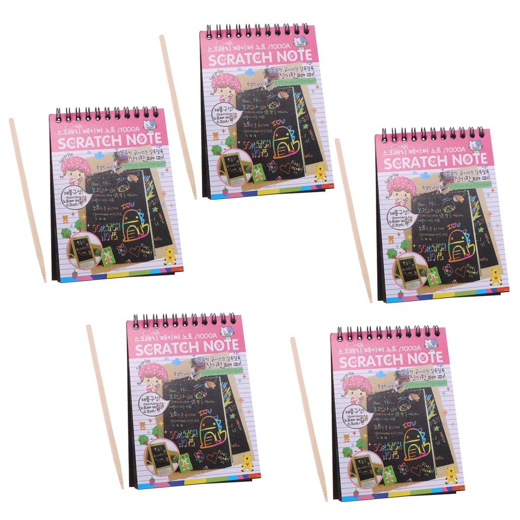 Colourful Rainbow Art Scratch Drawing Notepad Sketchbook Kid's Gift Pink