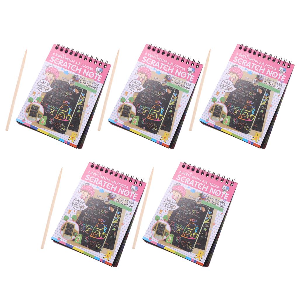 Colourful Rainbow Art Scratch Drawing Notepad Sketchbook Kid's Gift Pink