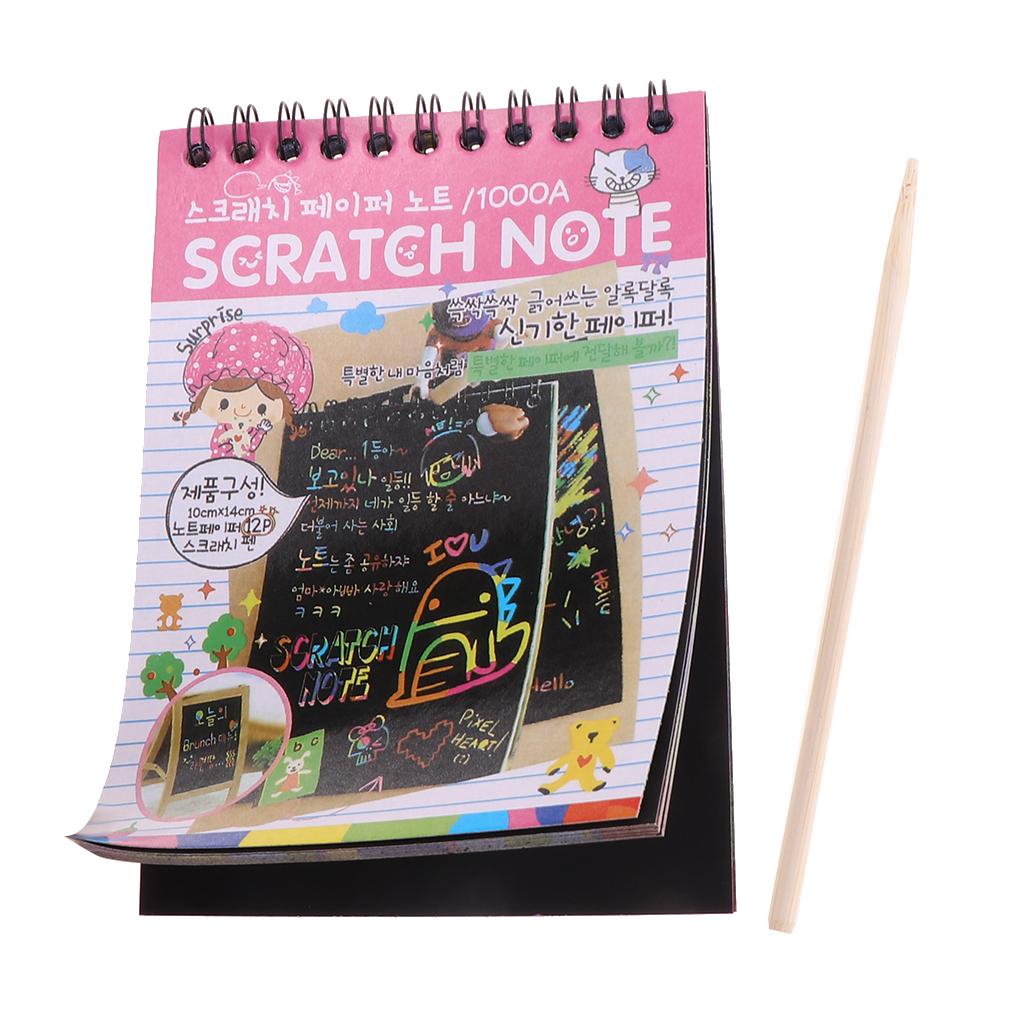 Colourful Rainbow Art Scratch Drawing Notepad Sketchbook Kid's Gift Pink