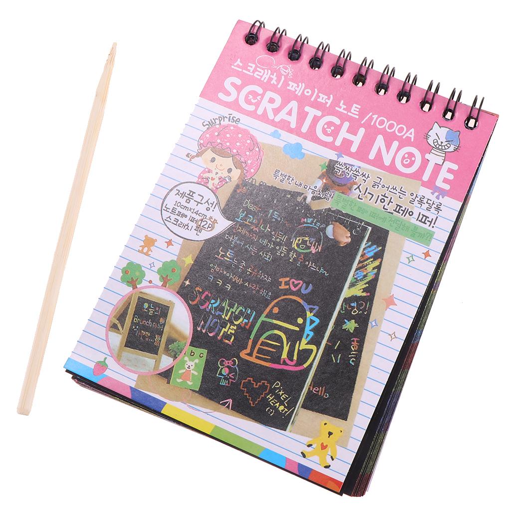 Colourful Rainbow Art Scratch Drawing Notepad Sketchbook Kid's Gift Pink