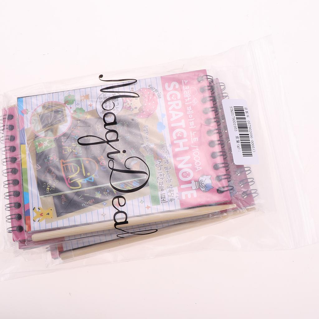 Colourful Rainbow Art Scratch Drawing Notepad Sketchbook Kid's Gift Pink