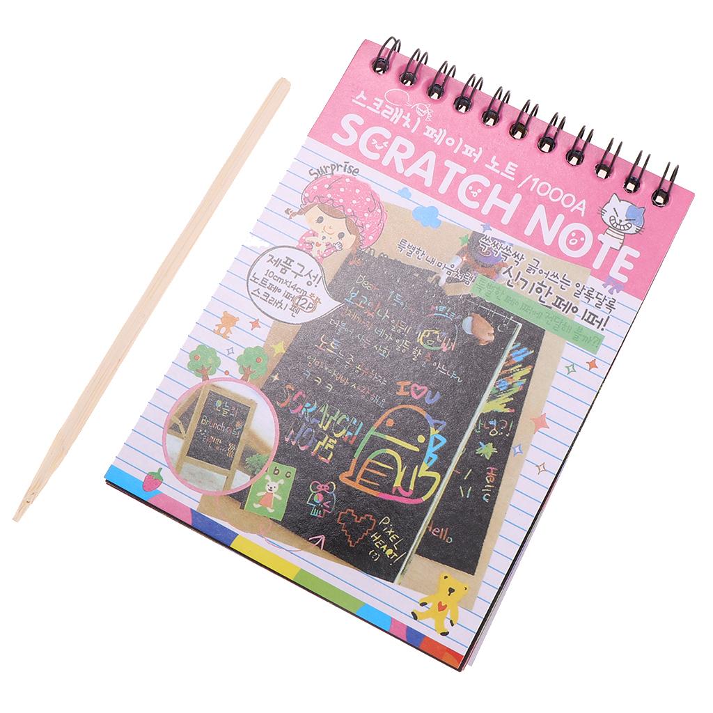 Colourful Rainbow Art Scratch Drawing Notepad Sketchbook Kid's Gift Pink