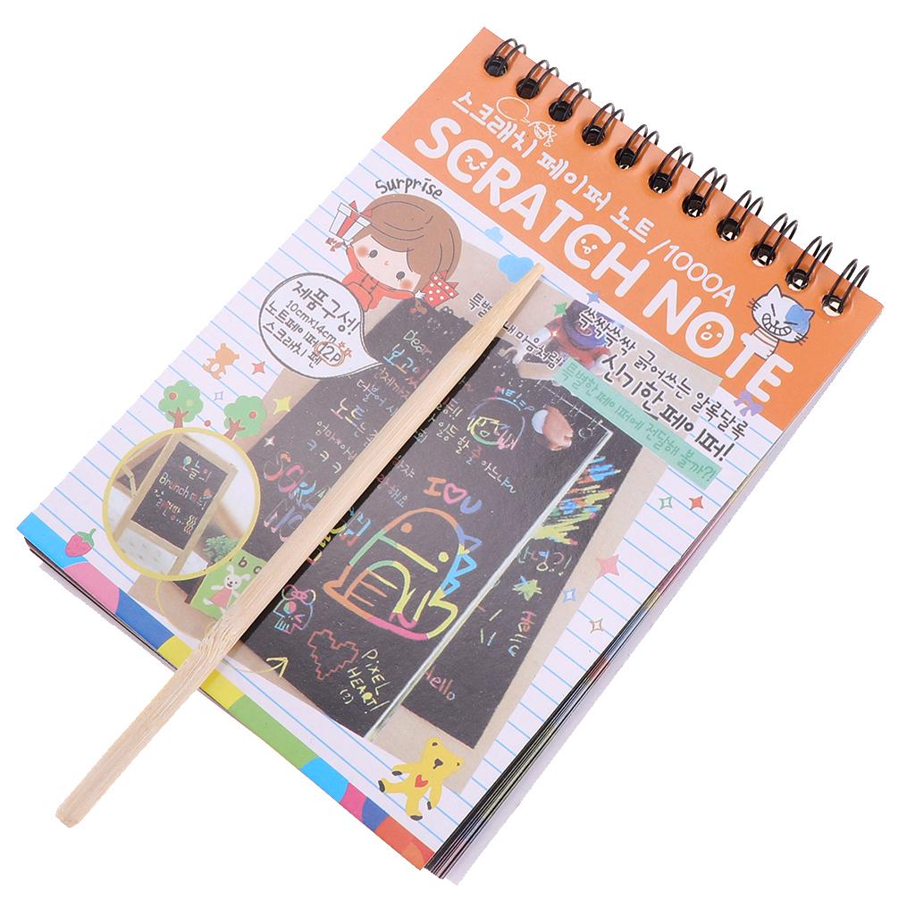 Colourful Rainbow Art Scratch Drawing Notepad Sketchbook Kid's Gift Orange