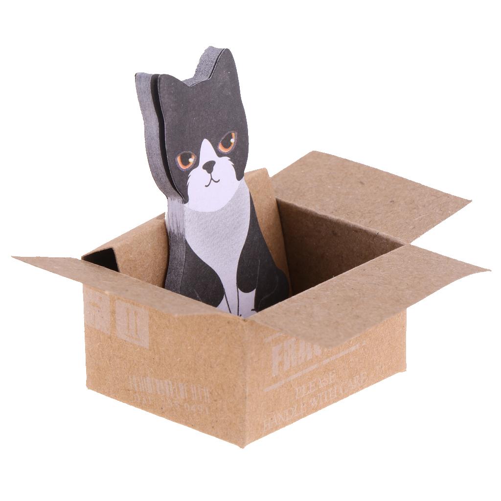 5 PCS Cute Cartoon 3D Box Cat Sticky Notes / Note Pads / Sticker / Bookmark/ Self Adhesive