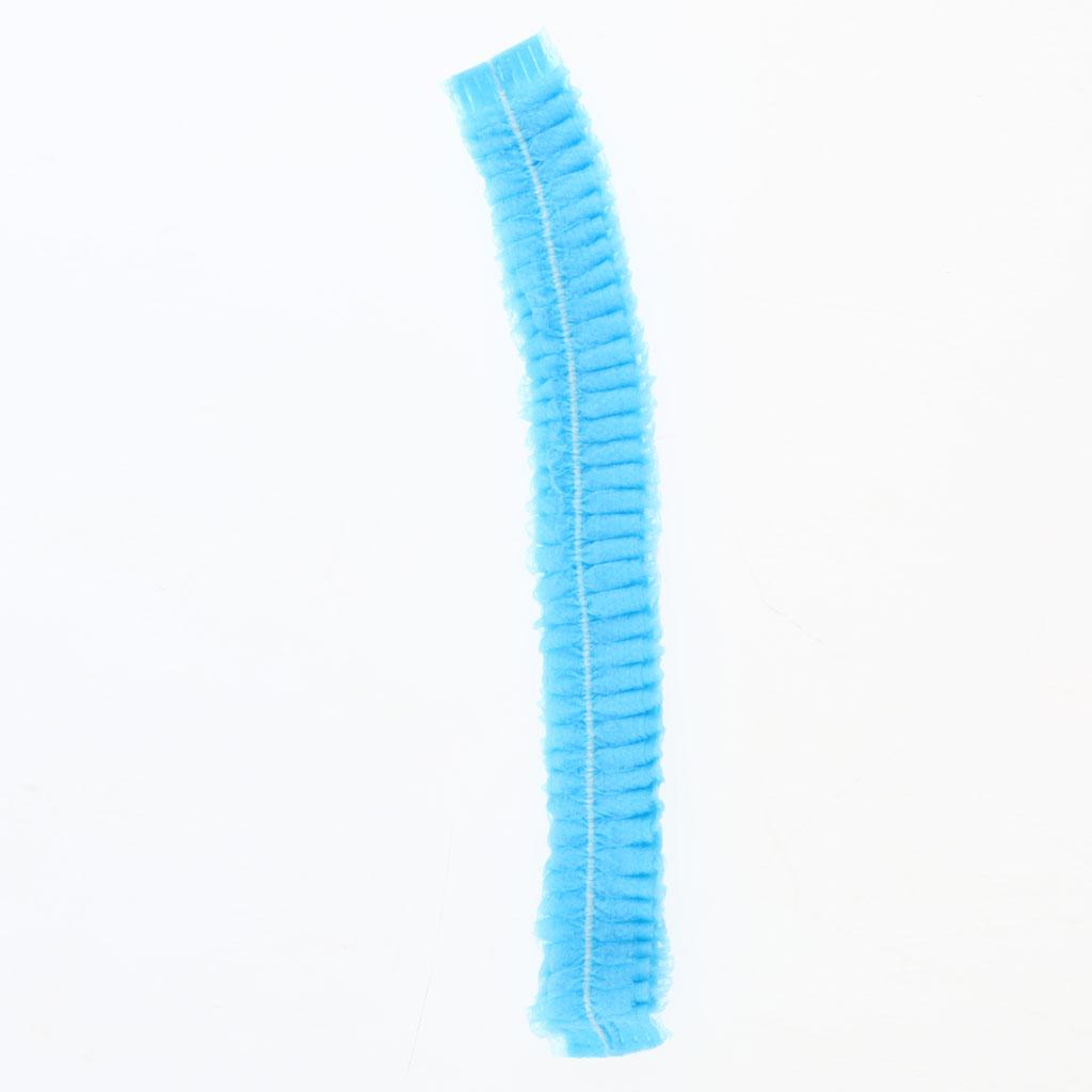 100pcs Disposable Non-woven Hair Net Cap Elastic Blue 1 Elastic Band