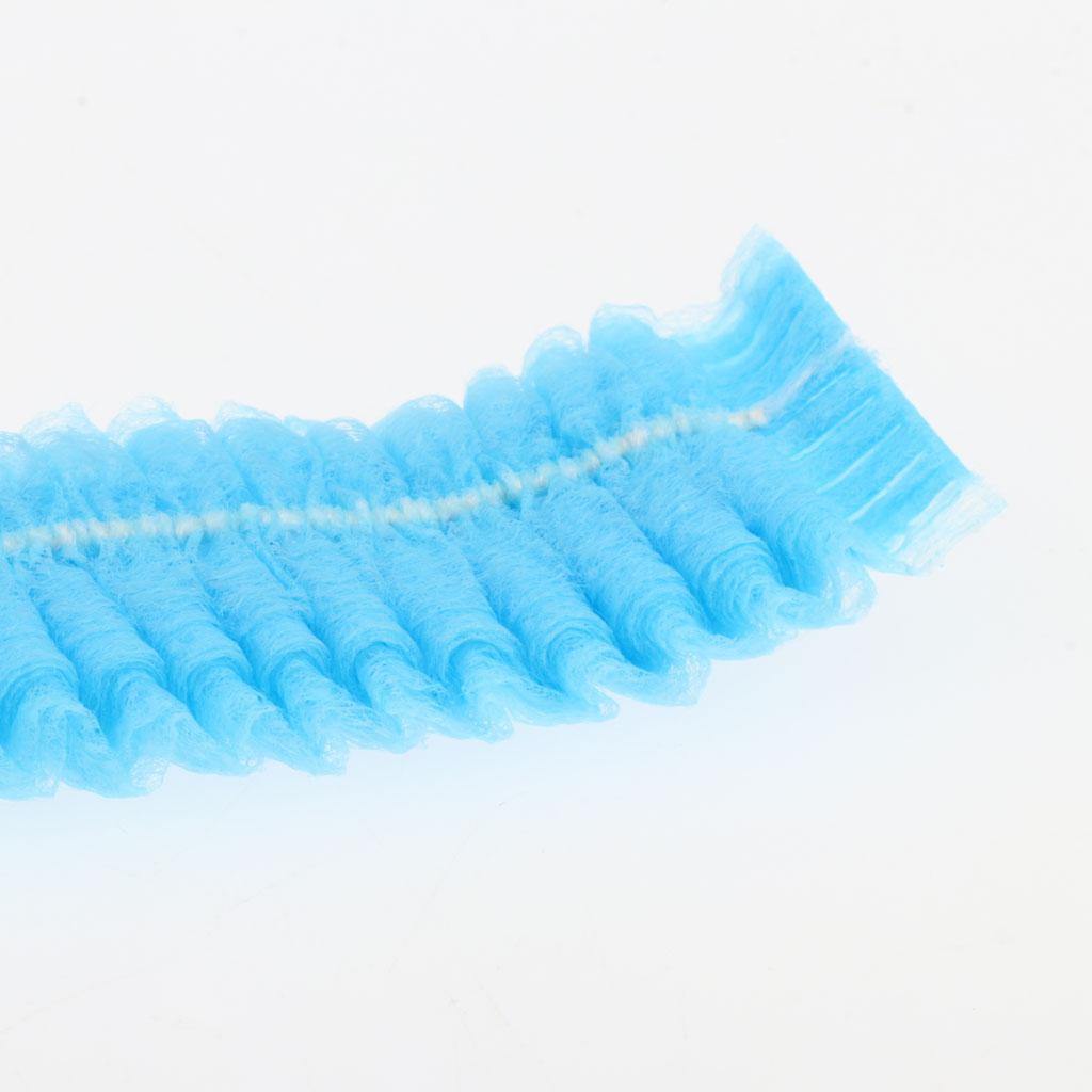 100pcs Disposable Non-woven Hair Net Cap Elastic Blue 1 Elastic Band