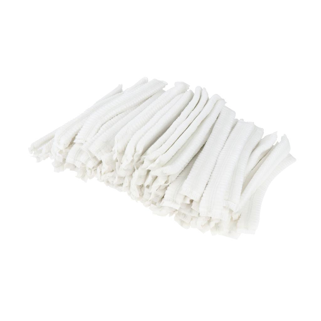 100pcs Disposable Non-woven Hair Net Cap Elastic White 2 Elastic Bands