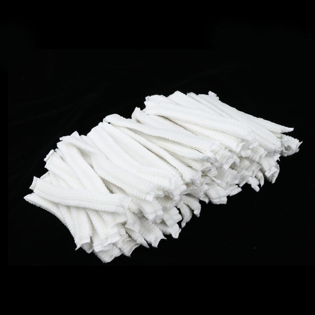 100pcs Disposable Non-woven Hair Net Cap Elastic White 2 Elastic Bands