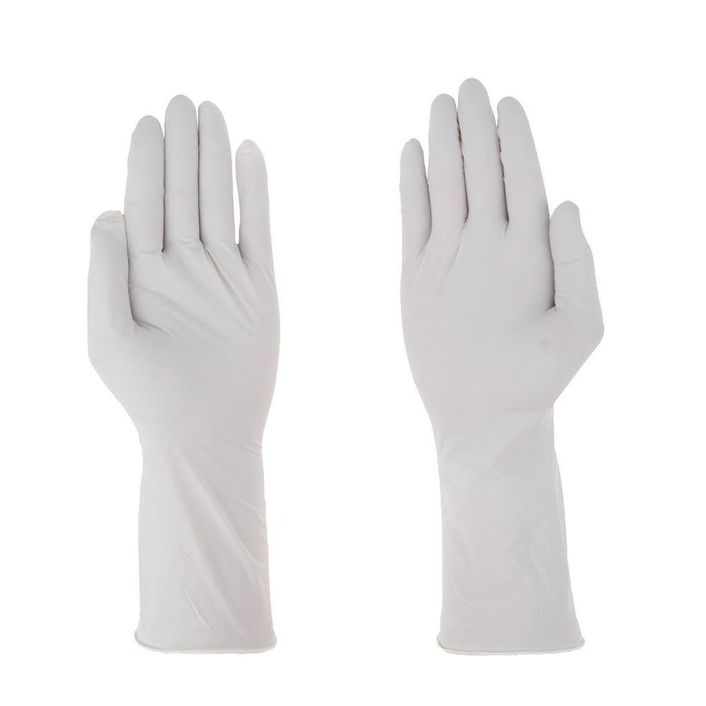 100 Pcs Disposable Nitrile Gloves 12'' Heavy Textured Tip White M