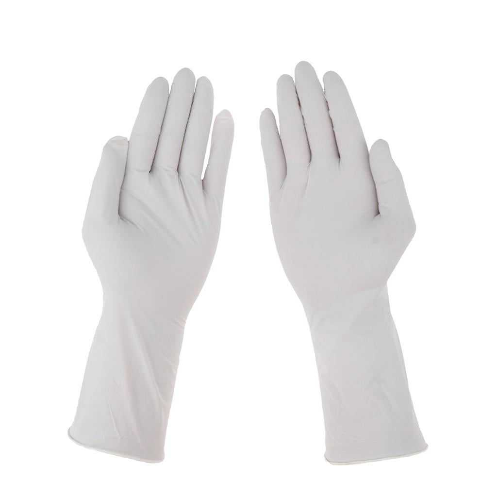 100 Pcs Disposable Nitrile Gloves 12'' Heavy Textured Tip White M