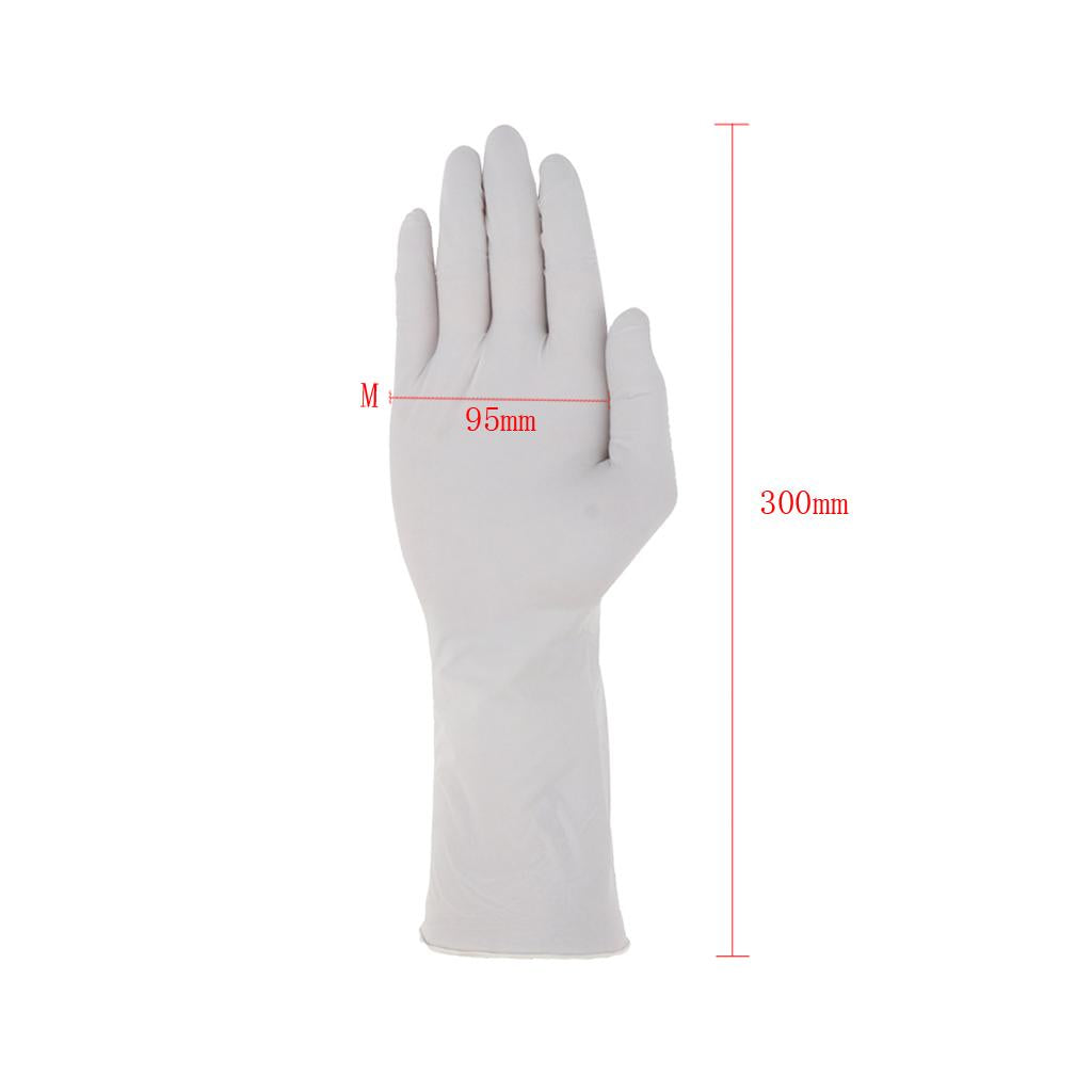 100 Pcs Disposable Nitrile Gloves 12'' Heavy Textured Tip White M