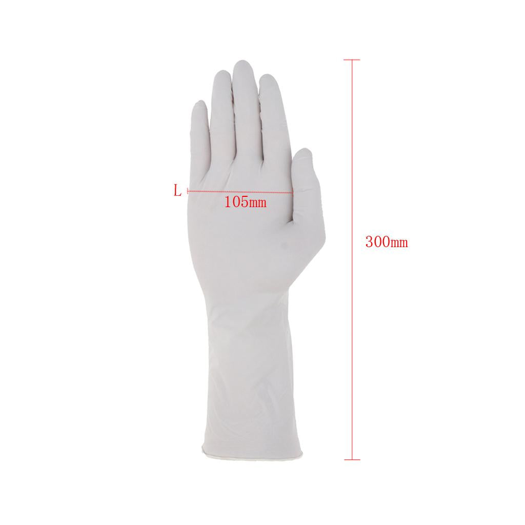 100 Pcs Disposable Nitrile Gloves 12'' Heavy Textured Tip White L