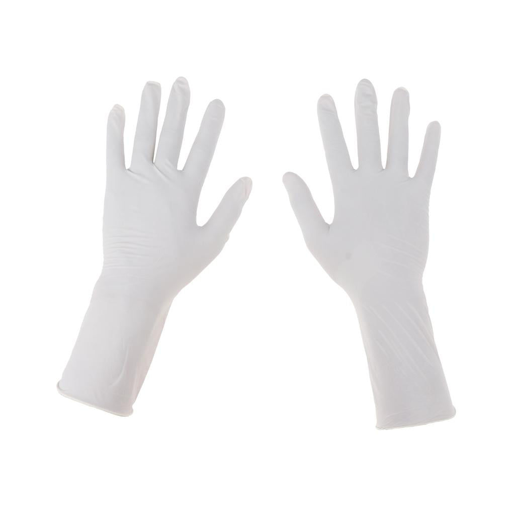 100 Pcs Disposable Nitrile Gloves 12'' Heavy Textured Tip White L